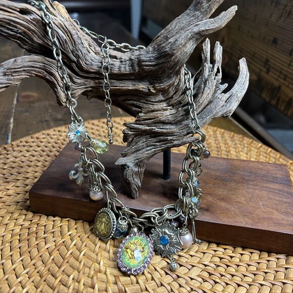 Chunky Charm Necklace - Brushed Gold Effect , Lobster Clasp 18” W/ 3” Extender - Picture 1 of 6